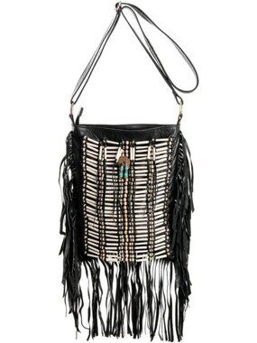 Boho Fringe Purse | Real Leather Square Bag | Stylish Bohemian Handbag